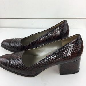Phyllis Poland Faux Snake Skin Block Heel Shoe 8